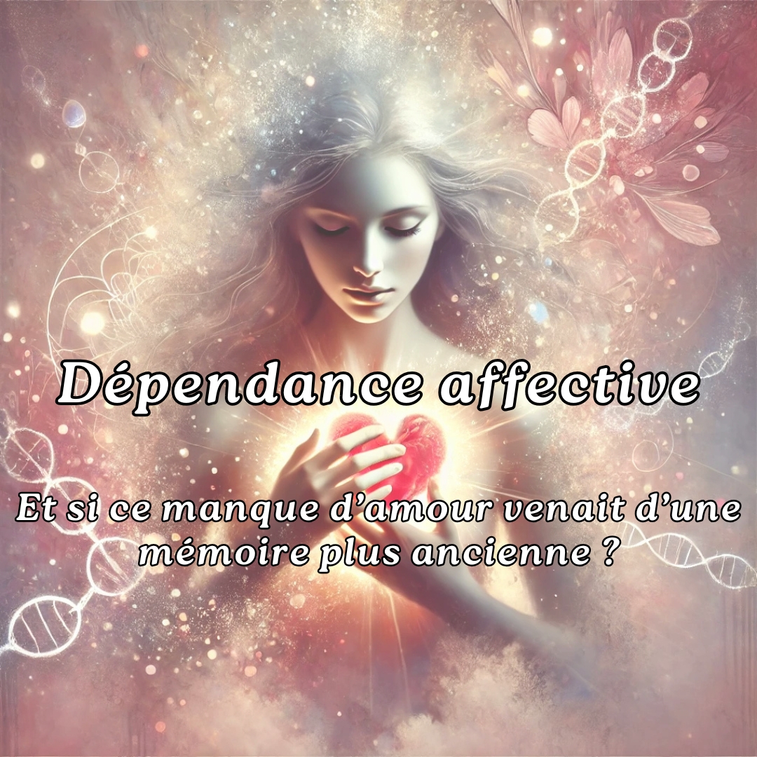 Femme les yeux fermés tenant son cœur dans ses mains, entourée de lumière douce et de particules en suspension, symbolisant l’introspection, la guérison émotionnelle et l’amour de soi.